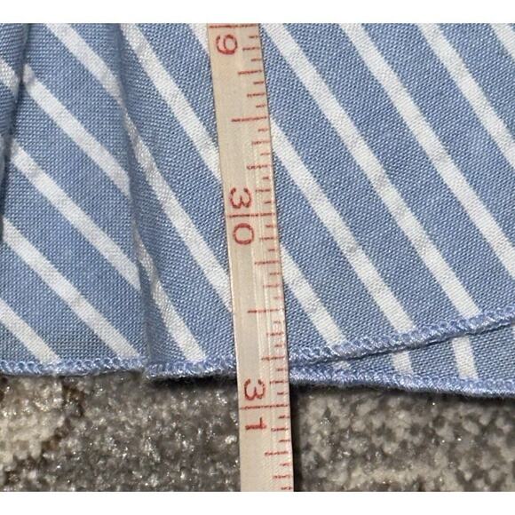 Speechless Mini Dress Blue White Vertical Stripes Spaghetti Straps Ruffled Hem - Picture 5 of 7